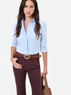 CAMICIA AZZURRA SCIANCRATA IN COTONE