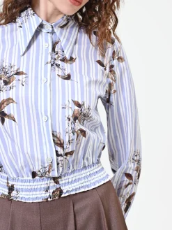 CAMICIA CROPPED A RIGHE E FIORI