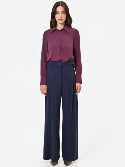 CAMICIA IN RASO BORDEAUX ROSSO