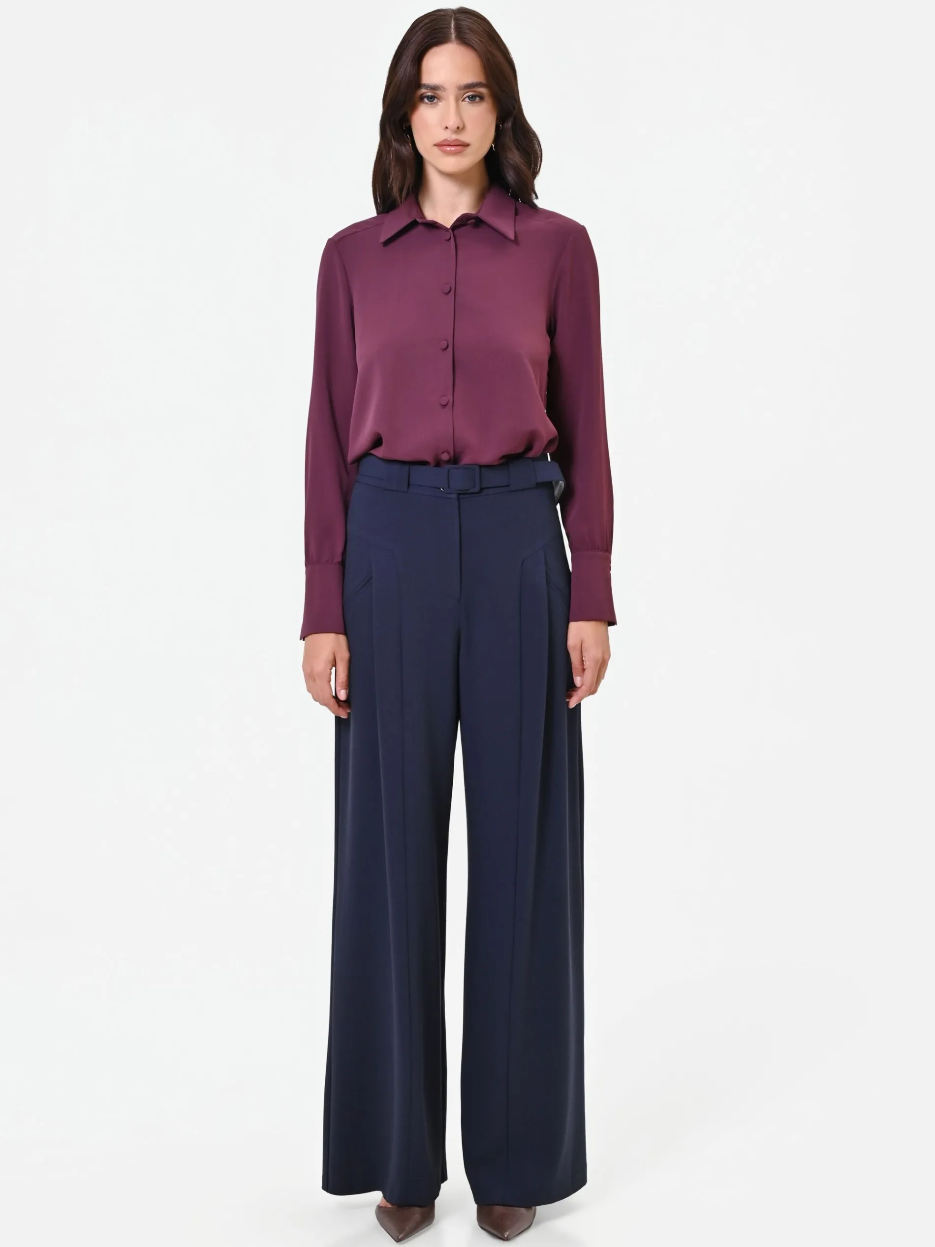CAMICIA IN RASO BORDEAUX ROSSO