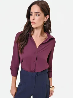 CAMICIA IN RASO BORDEAUX ROSSO