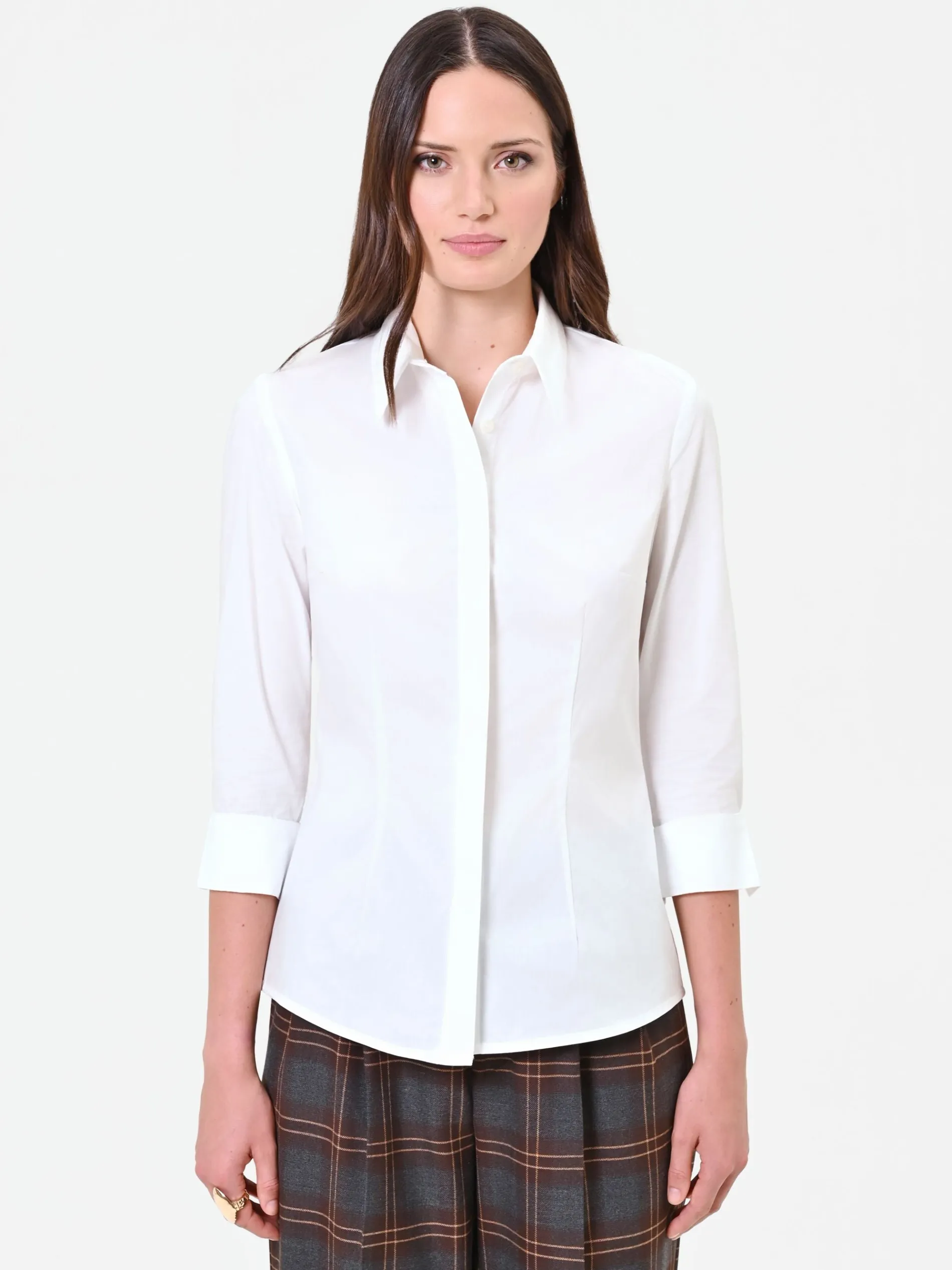 CAMICIA PANNA BIANCO CON POLSINO RISVOLTATO