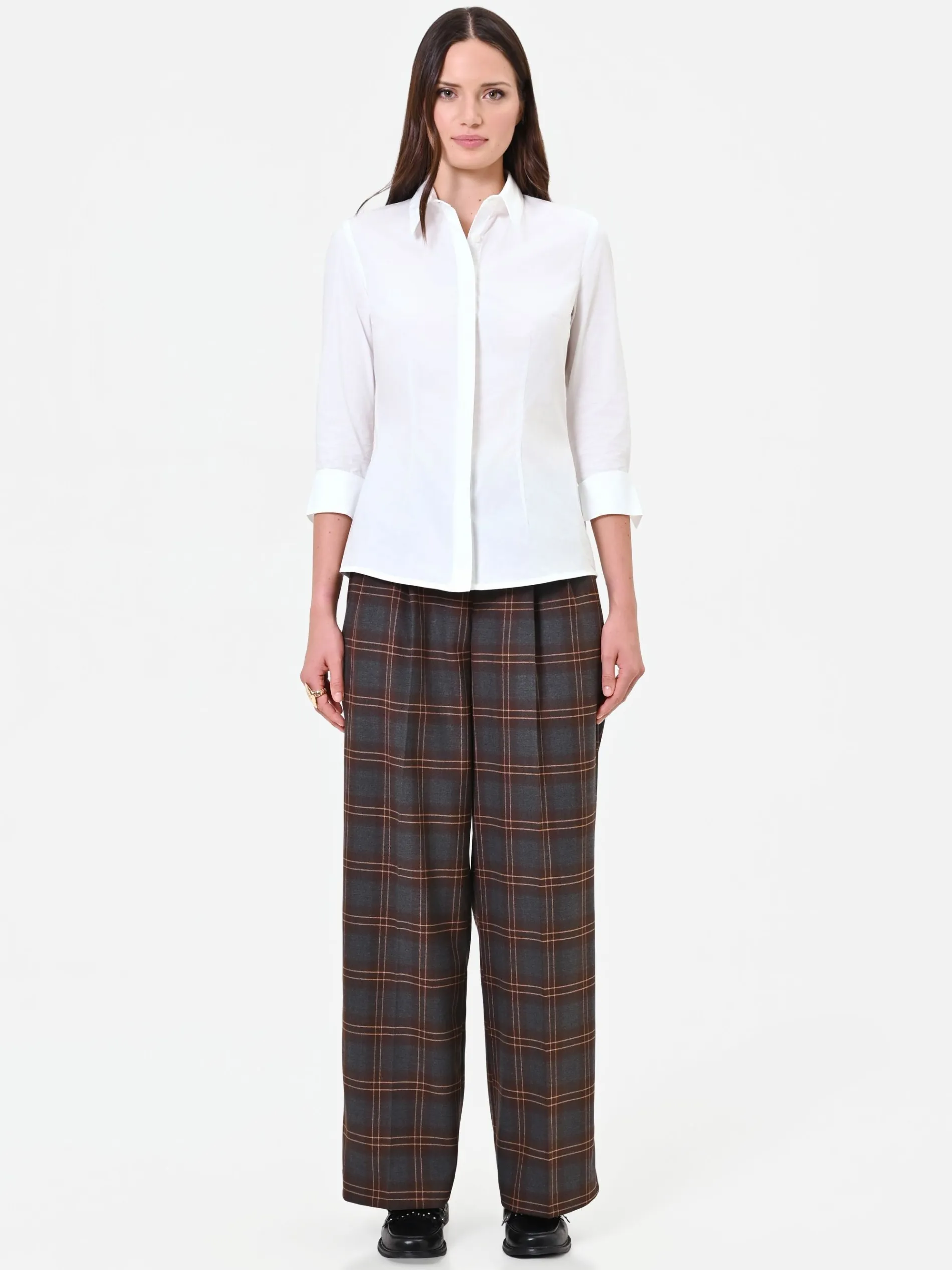 CAMICIA PANNA BIANCO CON POLSINO RISVOLTATO