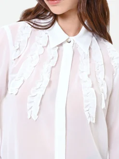 CAMICIA PANNA CON RUCHES VERTICALI