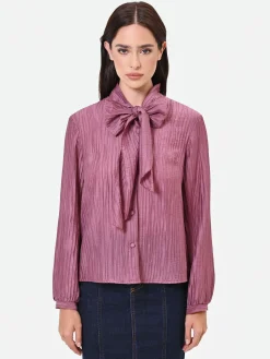 CAMICIA ROSA ANTICO PLISSÉ CON FIOCCO