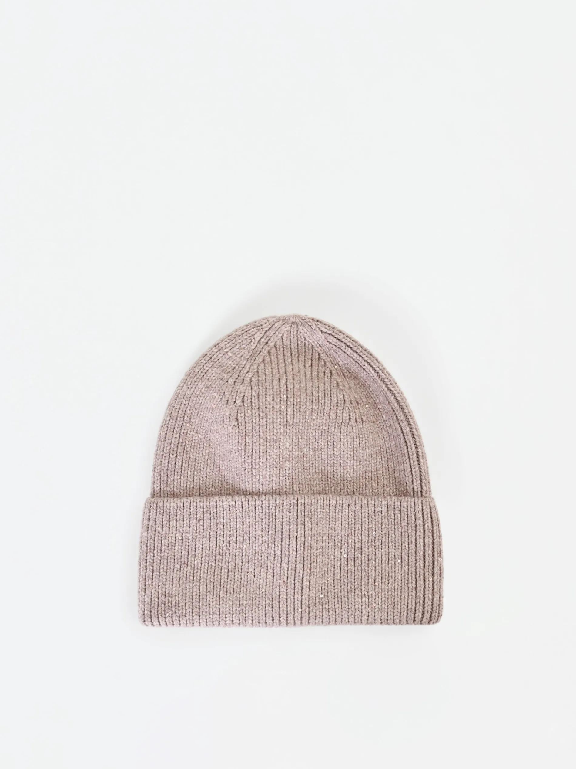 CAPPELLINO BEANIE TORTORA BEIGE CON PAILLETTES