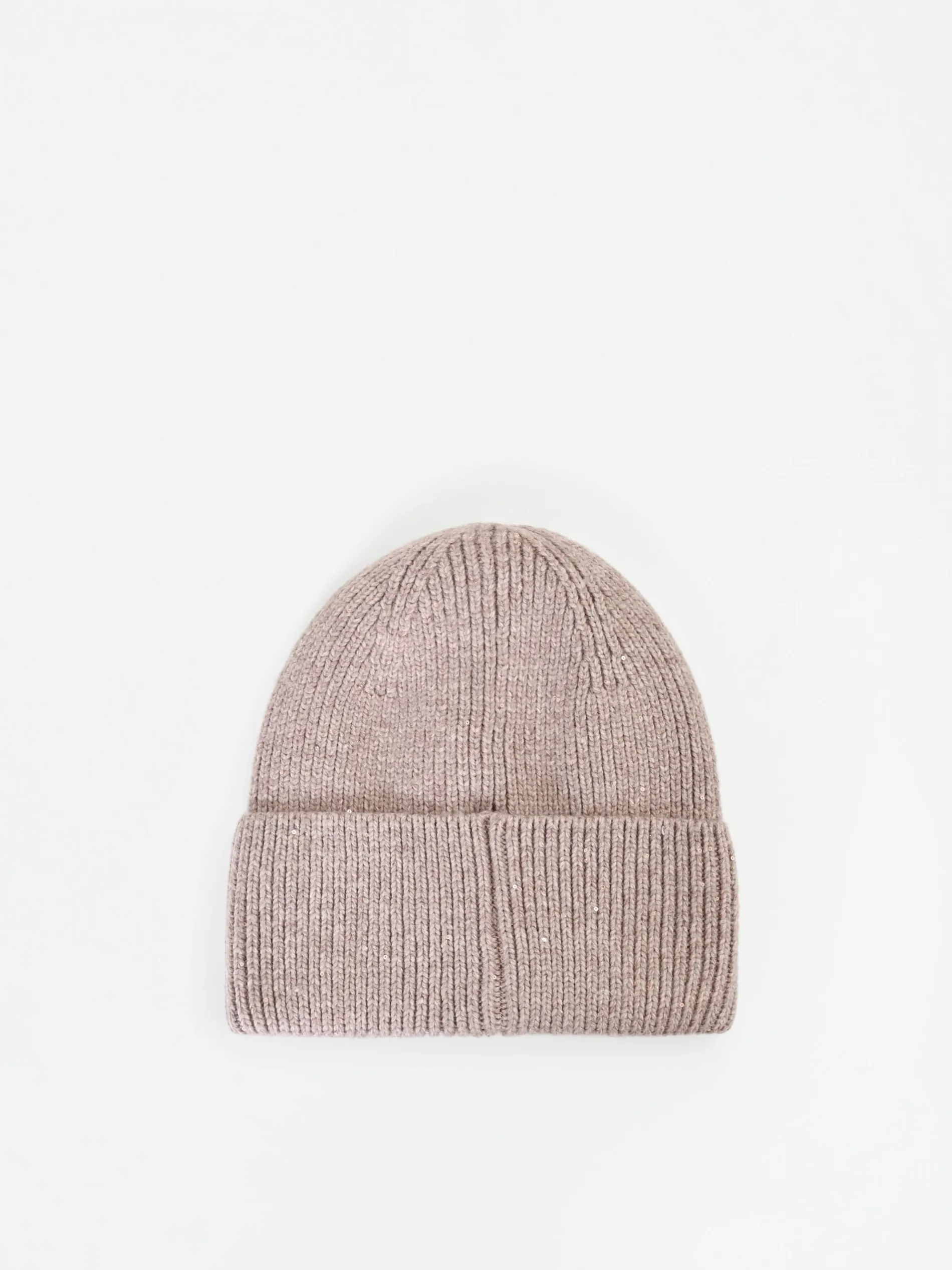 CAPPELLINO BEANIE TORTORA BEIGE CON PAILLETTES
