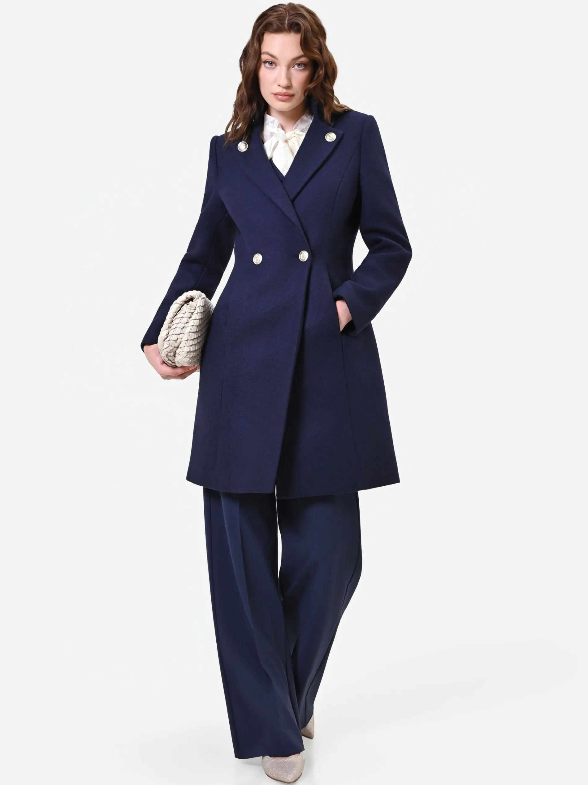 CAPPOTTO BLU NAVY DOPPIOPETTO CON BOTTONI DECORATI