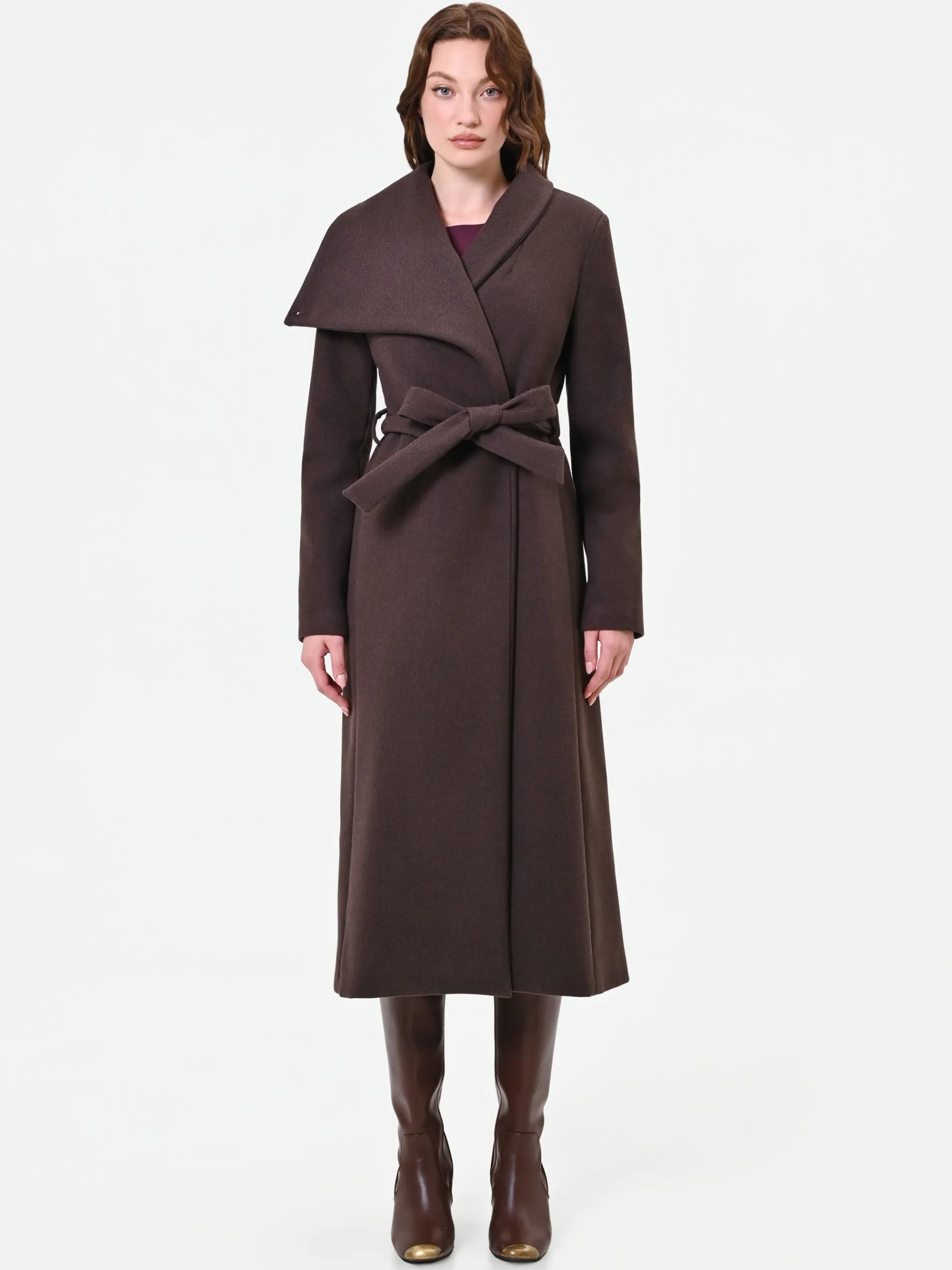 CAPPOTTO LUNGO MARRONE MORO A PORTAFOGLIO