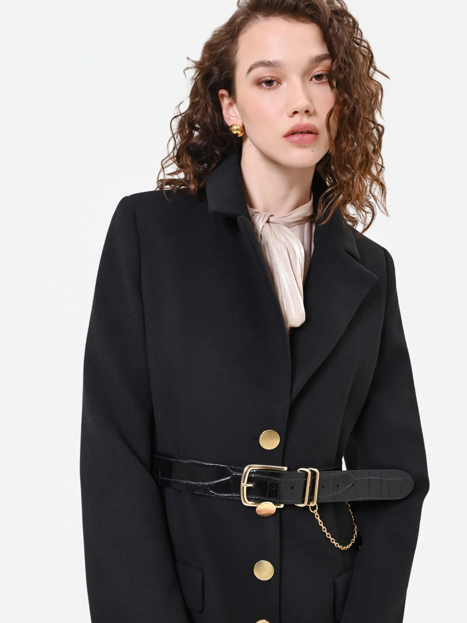 CAPPOTTO LUNGO NERO CON INSERTO EFFETTO PELLICCIA