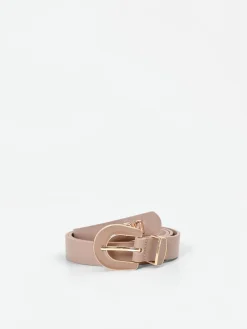 CINTURA SOTTILE TORTORA BEIGE CON FIBBIA SAGOMATA