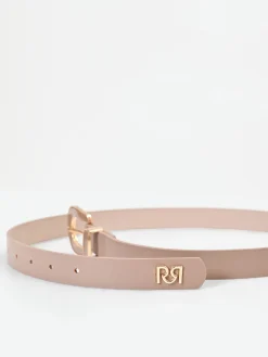 CINTURA SOTTILE TORTORA BEIGE CON FIBBIA SAGOMATA