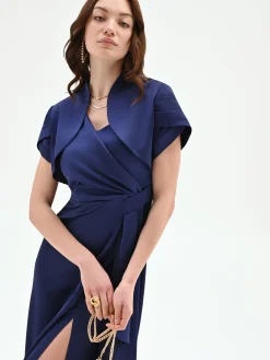 COPRISPALLA ATELIER BOLERO BLU INDACO CON COLLO SCIALLATO