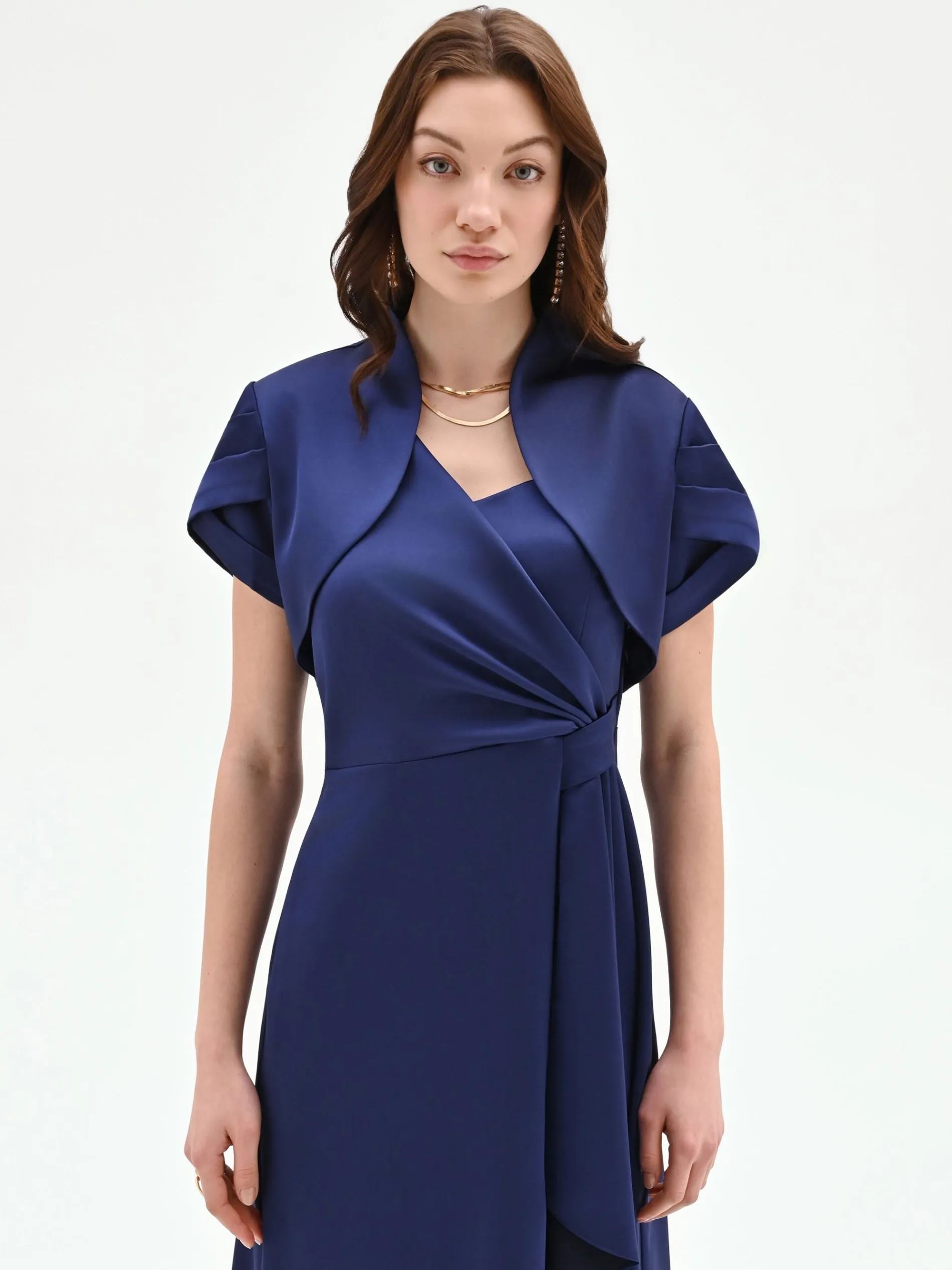 COPRISPALLA ATELIER BOLERO BLU INDACO CON COLLO SCIALLATO