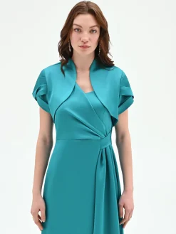 COPRISPALLA ATELIER SMERALDO VERDE IN RASO CON MANICHE STRUTTURATE