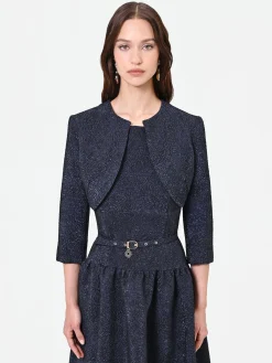 COPRISPALLA BLU NAVY IN TESSUTO JACQUARD