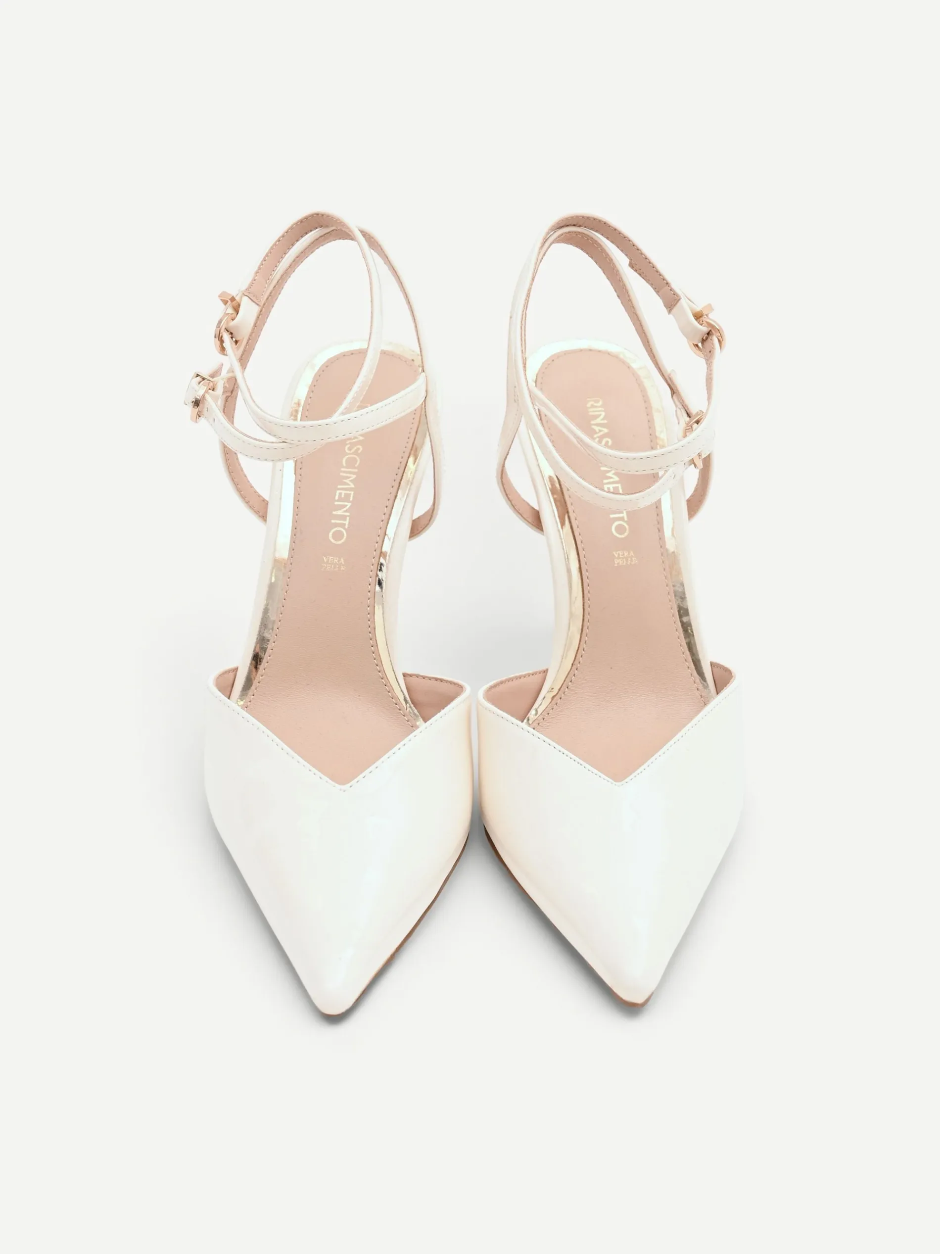 DÉCOLLETÉ BEIGE EFFETTO VERNICE CON LACCETTI