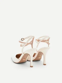 DÉCOLLETÉ BEIGE EFFETTO VERNICE CON LACCETTI