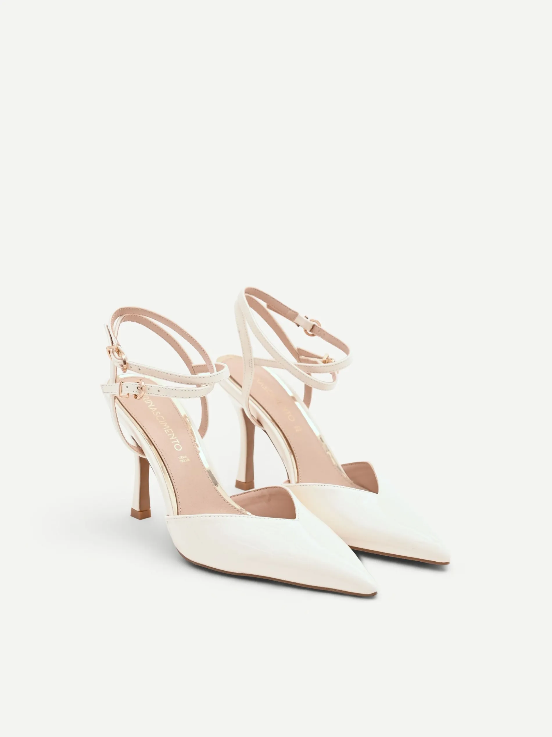 DÉCOLLETÉ BEIGE EFFETTO VERNICE CON LACCETTI
