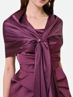 FOULARD IN RASO BORDEAUX ROSSO