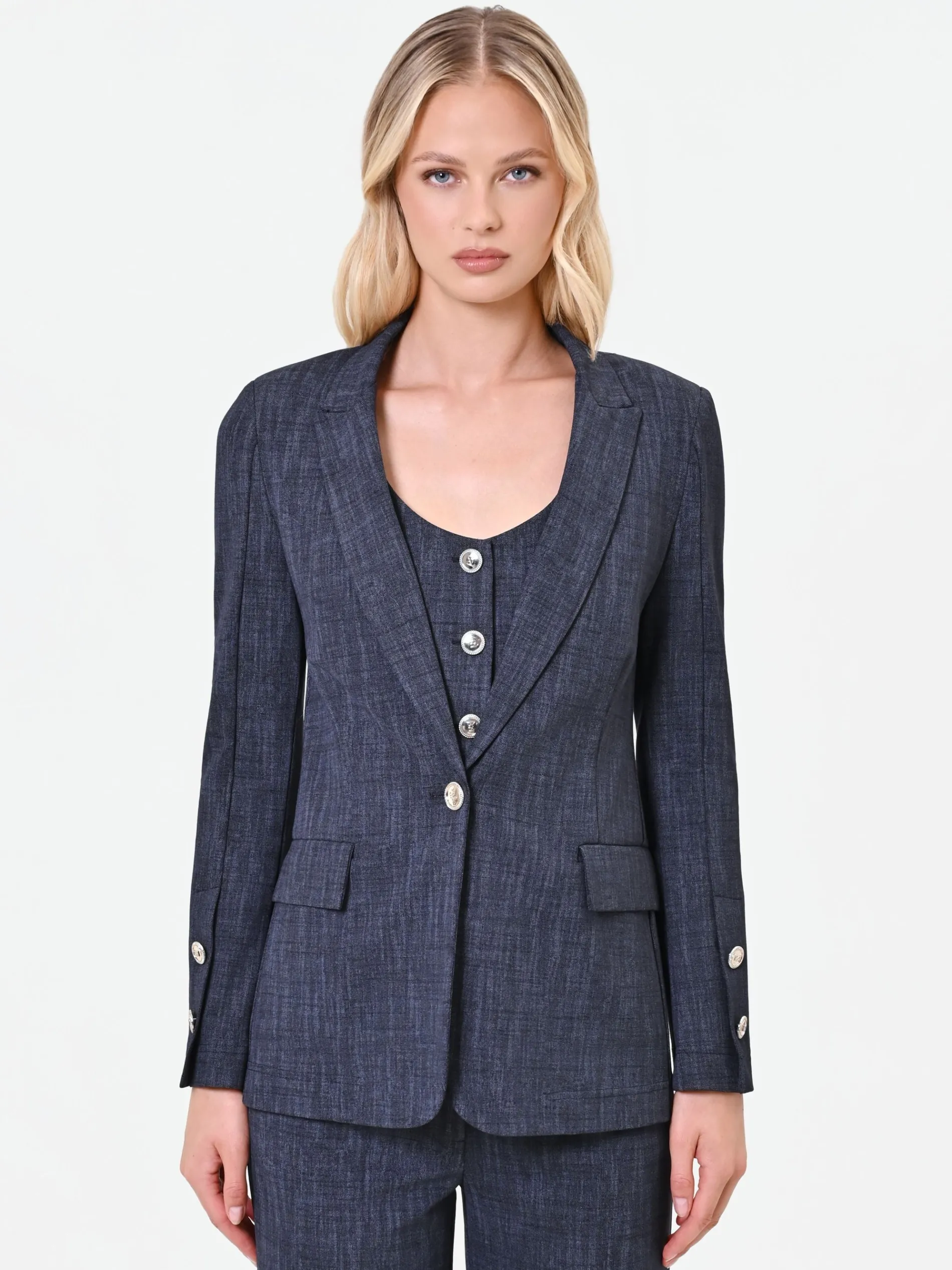 GIACCA BLAZER BLU NAVY IN PUNTO MILANO