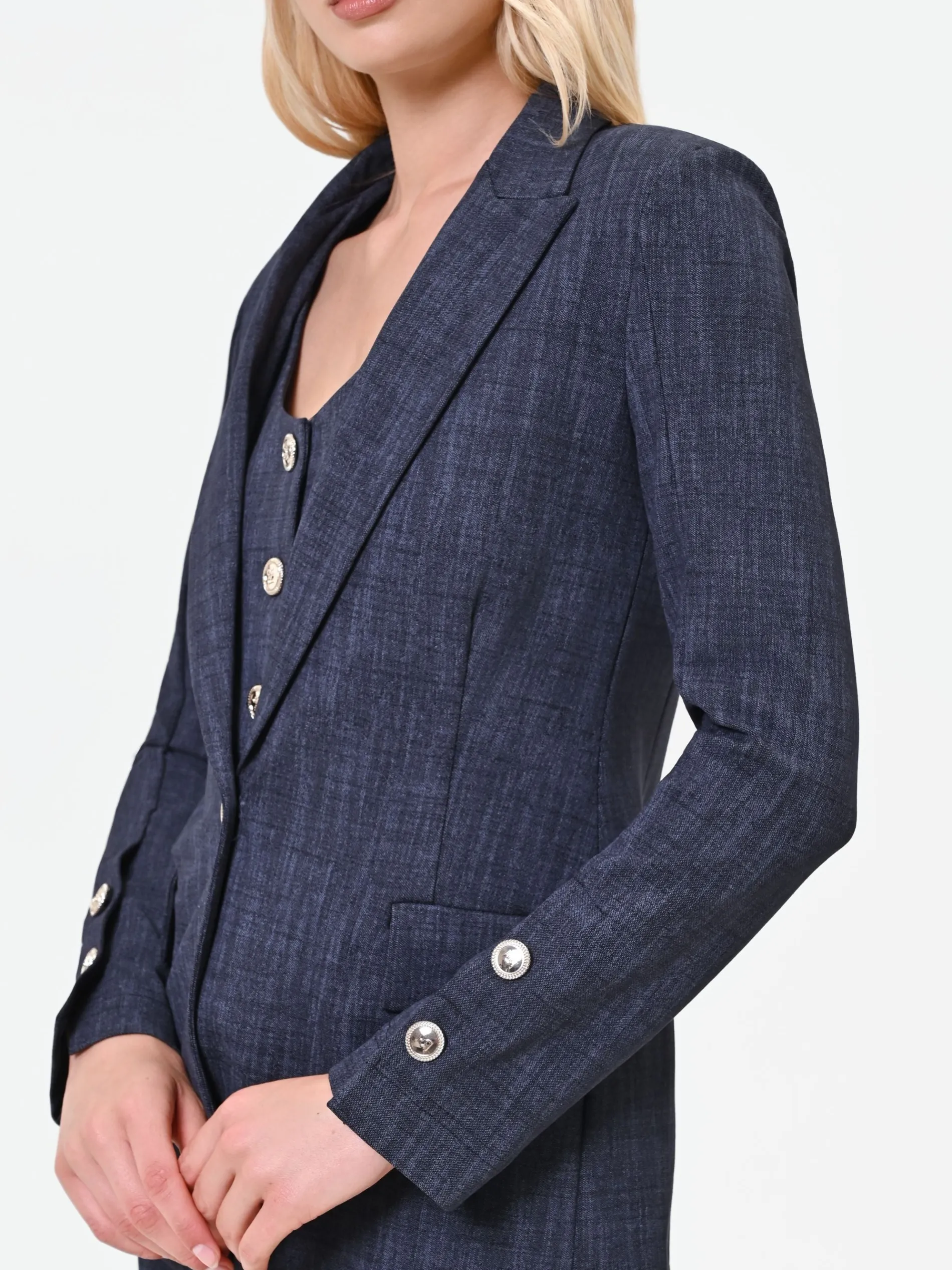 GIACCA BLAZER BLU NAVY IN PUNTO MILANO