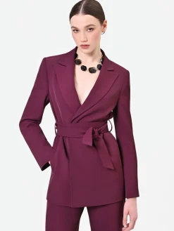 GIACCA BLAZER BORDEAUX CON CINTURA