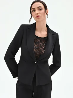 GIACCA BLAZER NERA CON BOTTONE MONOGRAM