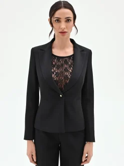 GIACCA BLAZER NERA CON BOTTONE MONOGRAM