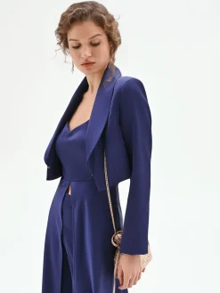 GIACCA CORTA ATELIER BLU INDACO IN RASO