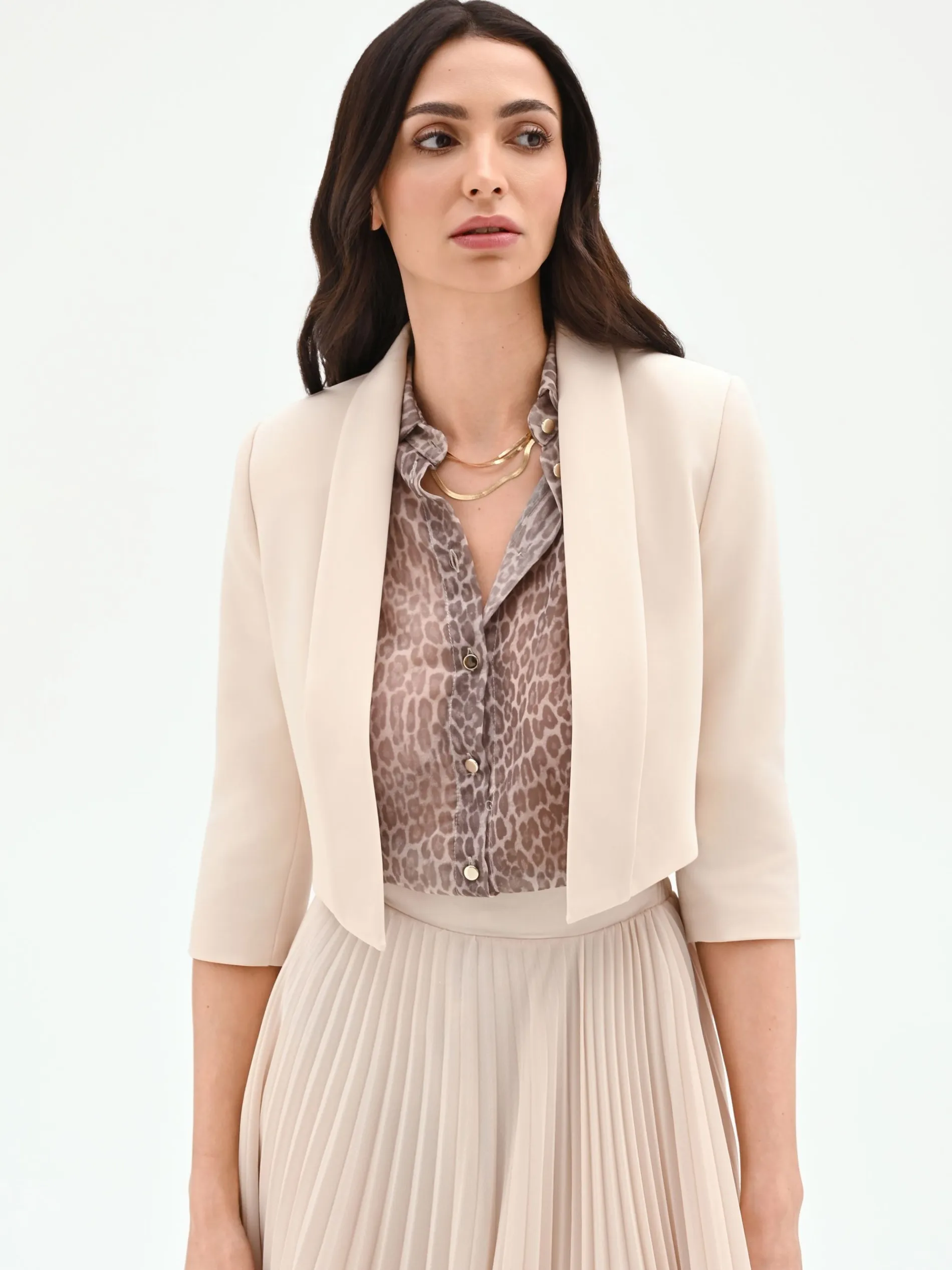 GIACCA CORTA BEIGE CHIARO STILE BOLERO