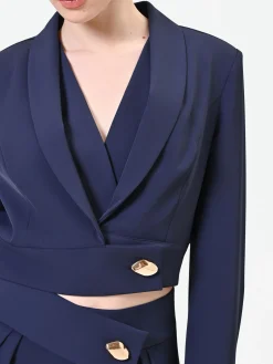 GIACCA CORTA BLU NAVY CON BOTTONE DESIGN