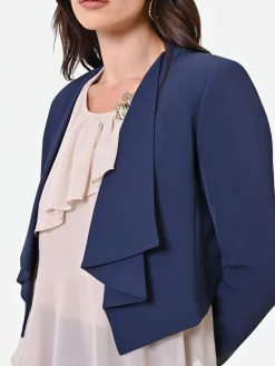 GIACCA CORTA BLU NAVY CON REVERS A CASCATA