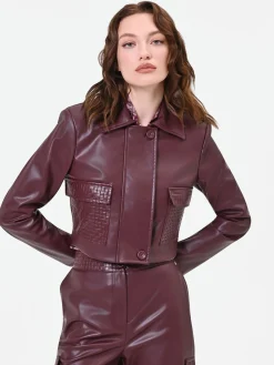 GIACCA CORTA BORDEAUX ROSSO EFFETTO PELLE
