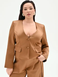 GIACCA CURVY MARRONE BRONZO IN RASO