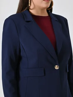 GIACCA CURVY MONOBOTTONE BLU