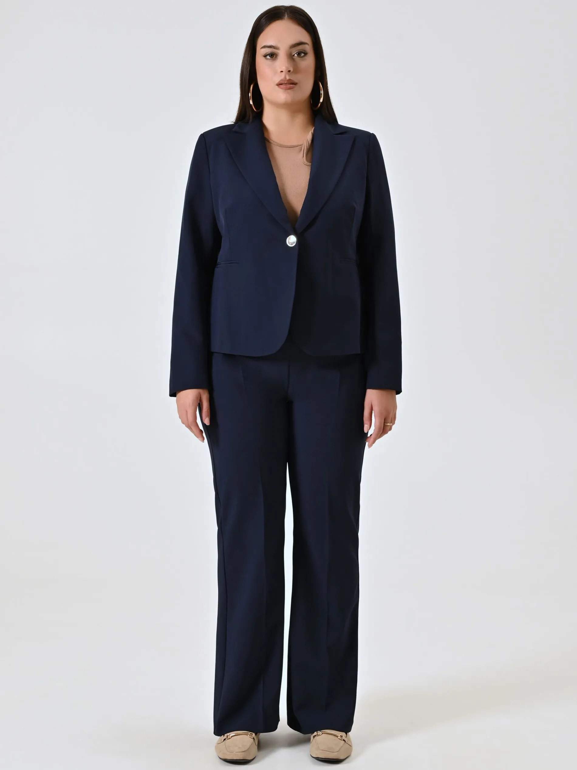 GIACCA CURVY MONOBOTTONE BLU