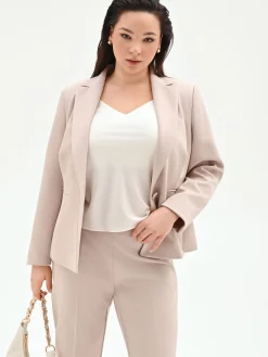 GIACCA CURVY MONOPETTO TORTORA BEIGE IN TESSUTO TECNICO