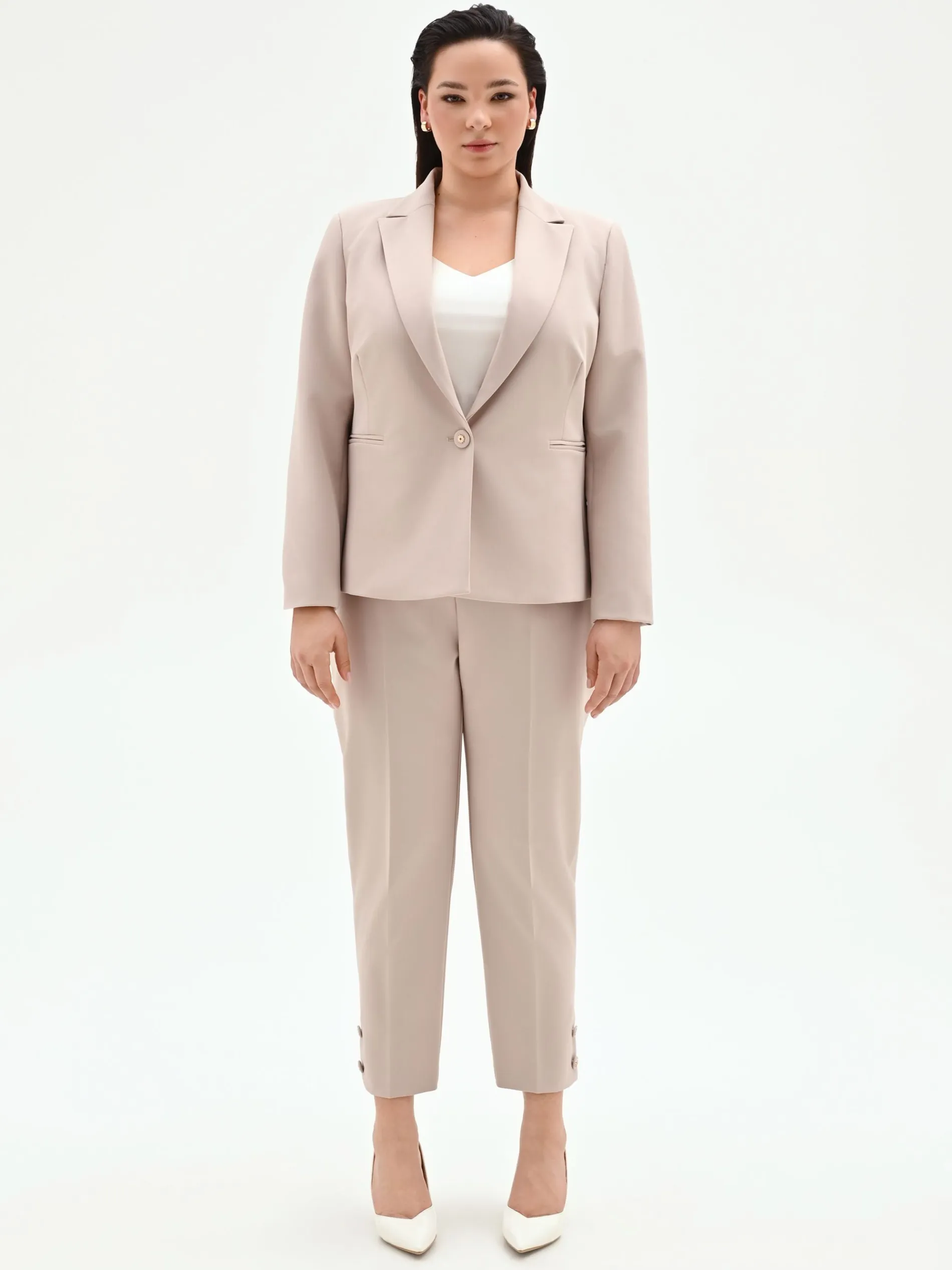 GIACCA CURVY MONOPETTO TORTORA BEIGE IN TESSUTO TECNICO