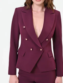 GIACCA DOPPIOPETTO BORDEAUX ROSSO CON BOTTONI GIOIELLO