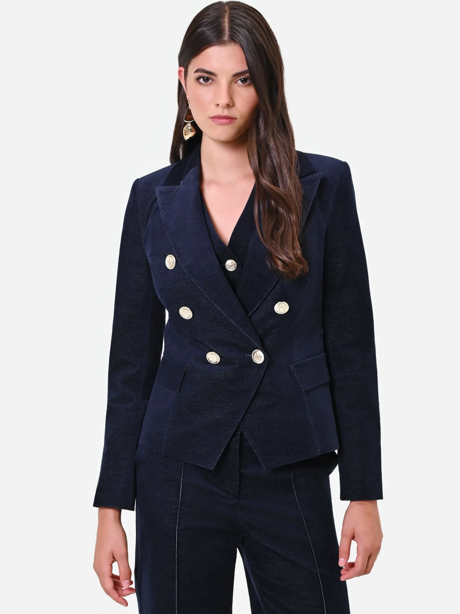GIACCA DOPPIOPETTO IN VELLUTO BLU NAVY