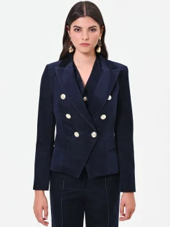 GIACCA DOPPIOPETTO IN VELLUTO BLU NAVY