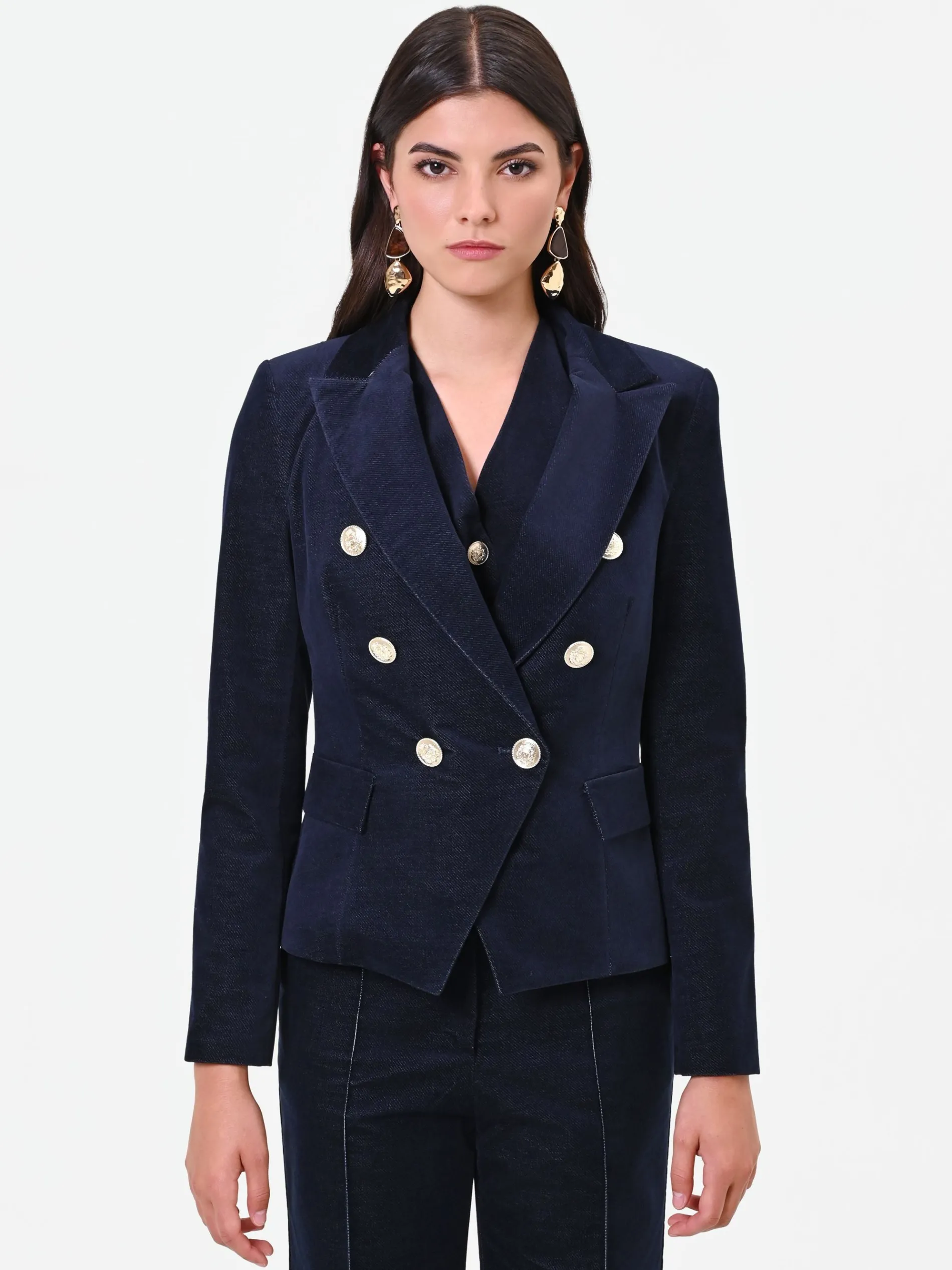 GIACCA DOPPIOPETTO IN VELLUTO BLU NAVY