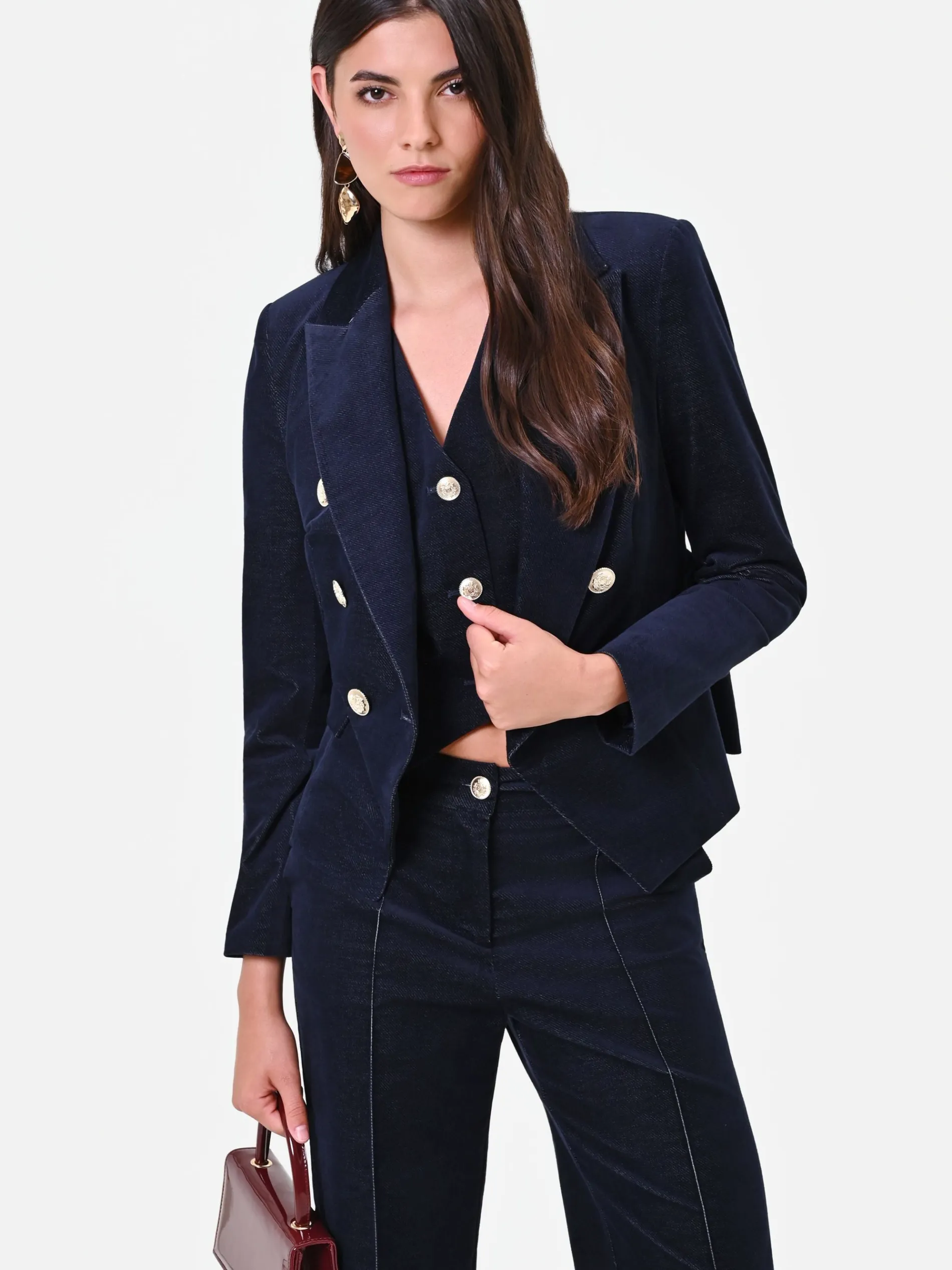 GIACCA DOPPIOPETTO IN VELLUTO BLU NAVY