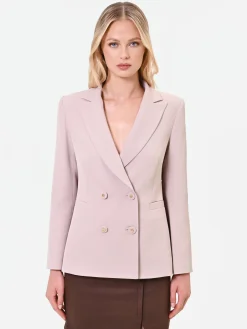 GIACCA DOPPIOPETTO TORTORA BEIGE CON BOTTONI GIOIELLO