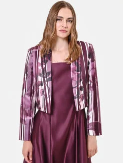GIACCA IN RASO STAMPA FLOREALE ROSSO BORDEAUX