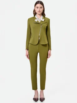 GIACCA IN SCUBA MANO CREPE VERDE OLIO