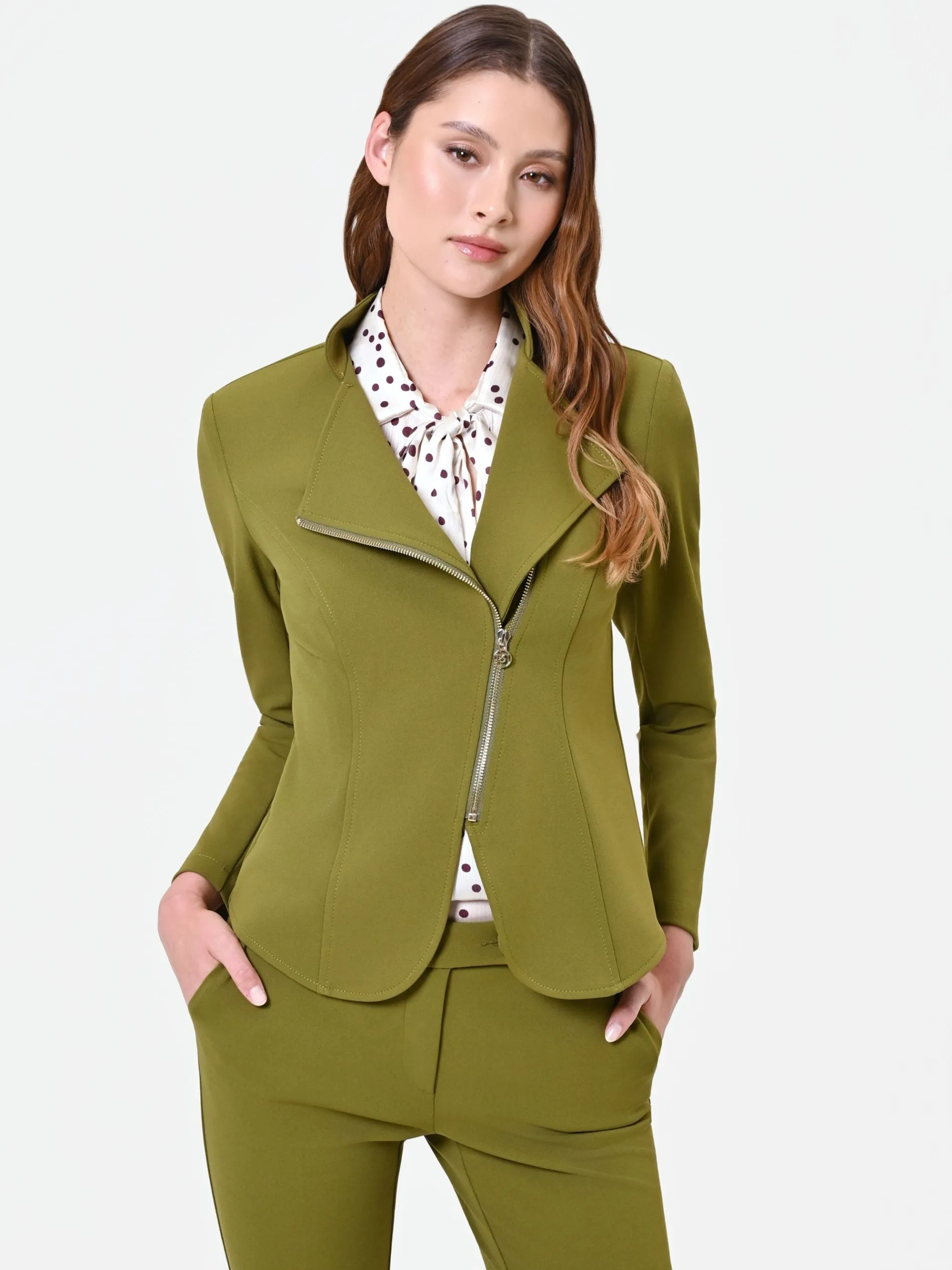 GIACCA IN SCUBA MANO CREPE VERDE OLIO