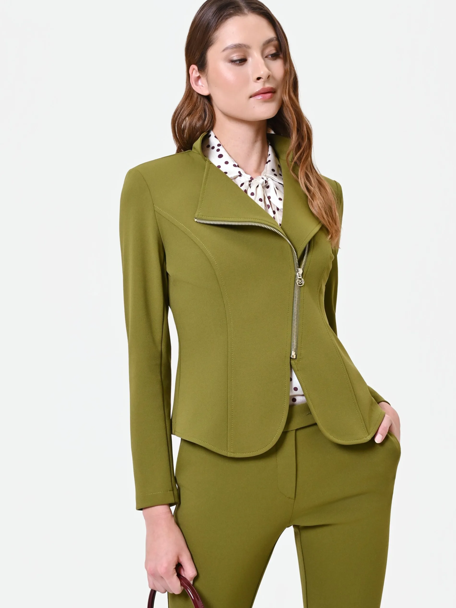 GIACCA IN SCUBA MANO CREPE VERDE OLIO