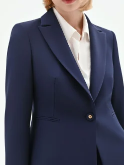 GIACCA MONOPETTO BLU IN TESSUTO TECNICO